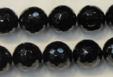 CTO111 15.5 inches 14mm faceted round natural black tourmaline beads