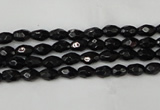 CTO115 15.5 inches 4*6mm faceted rice black tourmaline beads