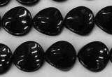 CTO129 15.5 inches 16mm twisted coin black tourmaline beads