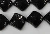 CTO130 15.5 inches 15*15mm twisted diamond black tourmaline beads