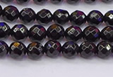 CTO135 15.5 inches 4mm faceted round black tourmaline beads