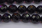 CTO137 15.5 inches 8mm faceted round black tourmaline beads