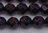 CTO138 15.5 inches 10mm faceted round black tourmaline beads