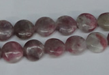 CTO202 15.5 inches 10mm flat round pink tourmaline gemstone beads