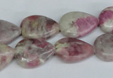 CTO214 15.5 inches 13*18mm flat teardrop pink tourmaline gemstone beads