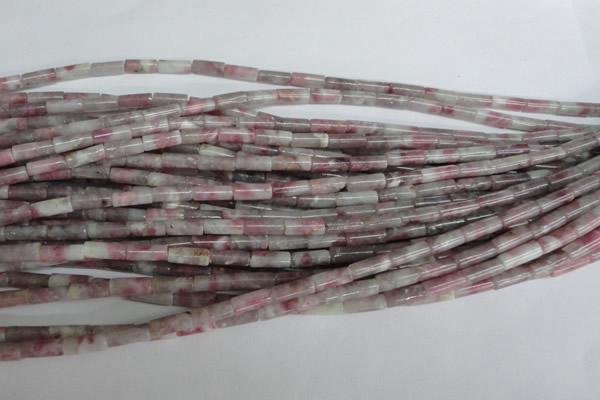 CTO239 15.5 inches 4*10mm tube pink tourmaline gemstone beads