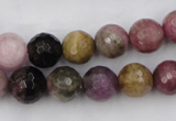 CTO45 15.5 inches 8mm faceted round natural tourmaline beads