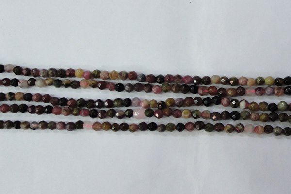 CTO460 15.5 inches 4mm faceted round natural tourmaline gemstone beads