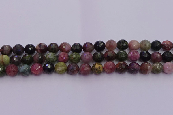 CTO637 15.5 inches 10mm faceted round tourmaline gemstone beads