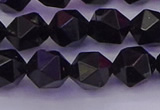 CTO647 15.5 inches 10mm faceted nuggets black tourmaline beads