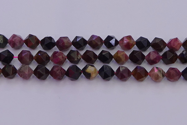 CTO652 15.5 inches 10mm faceted nuggets tourmaline gemstone beads