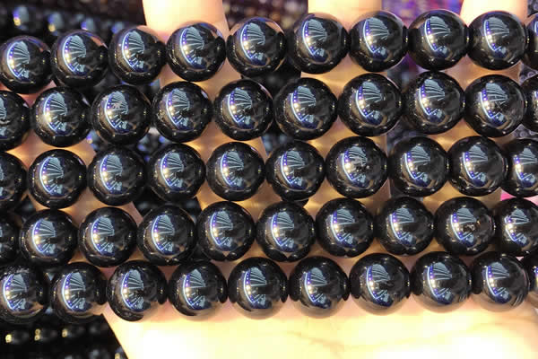 CTO714 15.5 inches 12mm round black tourmaline gemstone beads