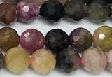 CTO726 15 inches 6mm faceted round tourmaline beads