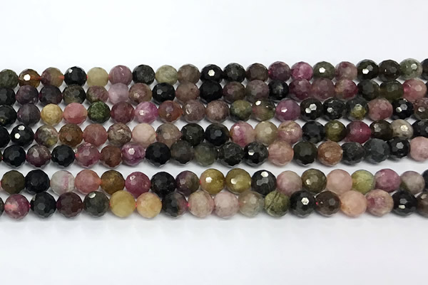 CTO726 15 inches 6mm faceted round tourmaline beads