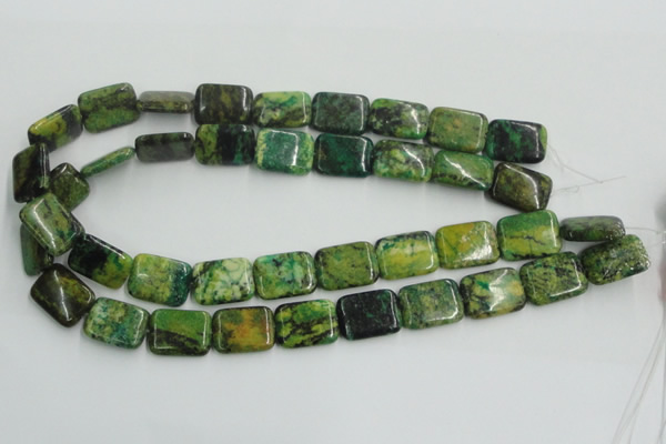 CTP10 15.5 inches 15*20mm rectangle yellow green pine gemstone beads