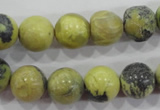 CTP104 15.5 inches 12mm round yellow pine turquoise beads wholesale