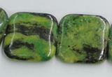 CTP12 15.5 inches 25*25mm square yellow green pine gemstone beads