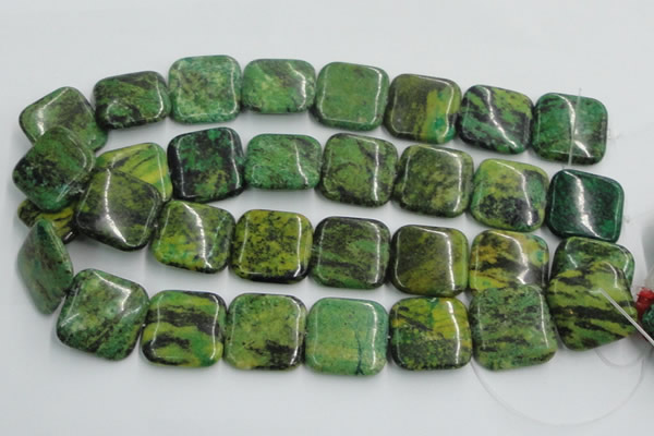 CTP12 15.5 inches 25*25mm square yellow green pine gemstone beads