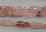 CTR02 15.5 inches 6*16mm faceted teardrop pink quartz beads