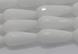 CTR105 15.5 inches 8*20mm faceted teardrop white porcelain beads