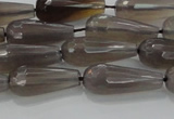 CTR106 15.5 inches 8*20mm faceted teardrop grey agate beads