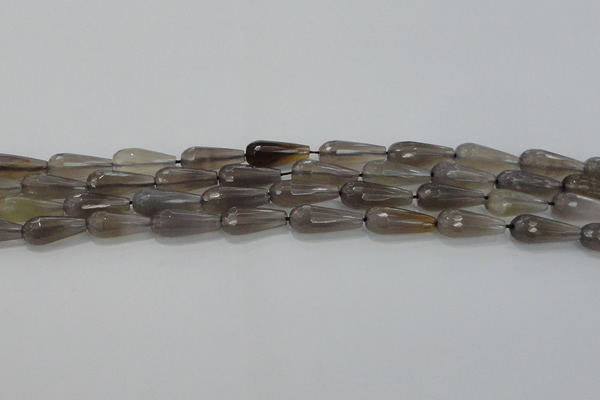 CTR106 15.5 inches 8*20mm faceted teardrop grey agate beads