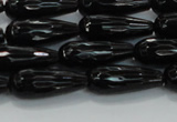 CTR109 15.5 inches 8*20mm faceted teardrop black agate beads