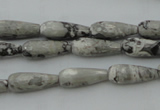 CTR11 15.5 inches 6*16mm faceted teardrop grey picture jasper beads