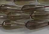 CTR110 15.5 inches 8*20mm faceted teardrop smoky quartz beads