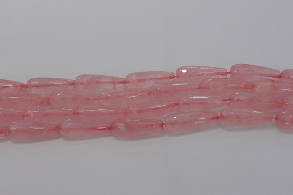 CTR133 15.5 inches 10*30mm faceted teardrop rose quartz beads