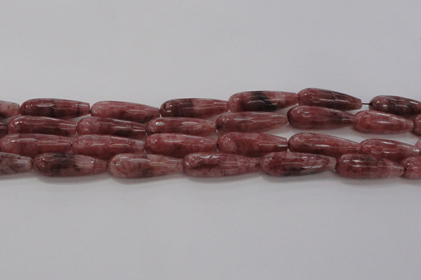 CTR135 15.5 inches 10*30mm faceted teardrop strawberry quartz beads