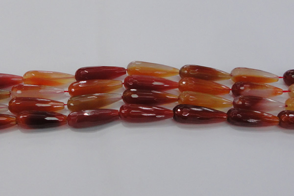 CTR142 15.5 inches 10*30mm faceted teardrop red agate beads