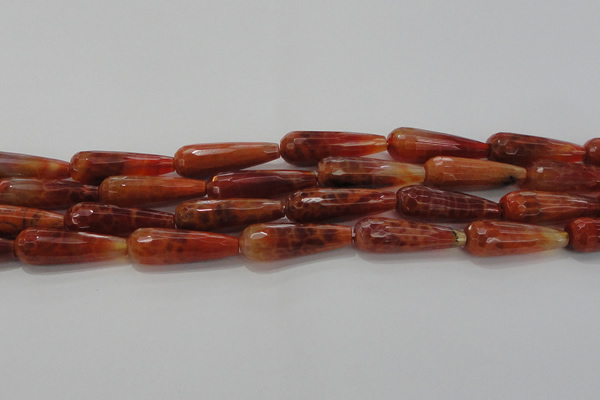 CTR143 15.5 inches 10*30mm faceted teardrop natural fire agate beads