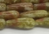 CTR152 15.5 inches 6*16mm teardrop green dragon serpentine jasper beads