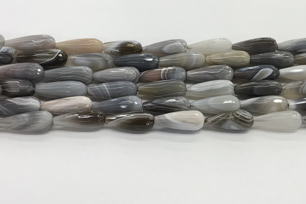 CTR154 15.5 inches 8*20mm faceted teardrop grey Botswana agate beads