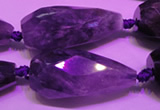 CTR205 15*30mm - 18*45mm faceted teardrop amethyst gemstone beads