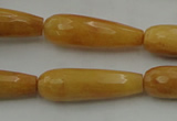 CTR33 15.5 inches 10*30mm faceted teardrop yellow jade beads