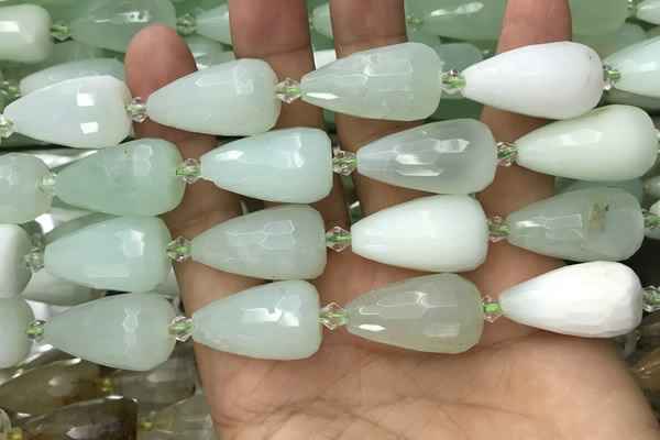 CTR357 15.5 inches 15*25mm faceted teardrop light prehnite beads