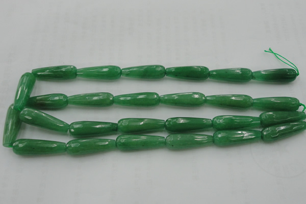 CTR36 15.5 inches 10*30mm faceted teardrop gree aventurine beads