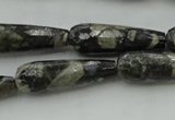 CTR37 15.5 inches 10*30mm faceted teardrop grey opal gemstone beads