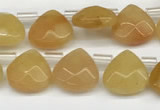 CTR605 Top drilled 10*10mm faceted briolette yellow aventurine beads