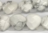 CTR633 Top drilled 13*13mm faceted briolette white howlite beads