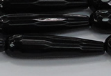 CTR64 15.5 inches 10*40mm faceted teardrop black agate beads