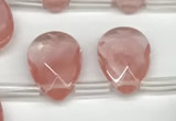 CTR691 Top drilled 12*16mm faceted briolette cherry quartz beads