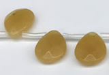 CTR694 Top drilled 12*16mm faceted briolette yellow aventurine beads