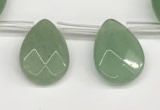 CTR696 Top drilled 12*16mm faceted briolette green aventurine beads