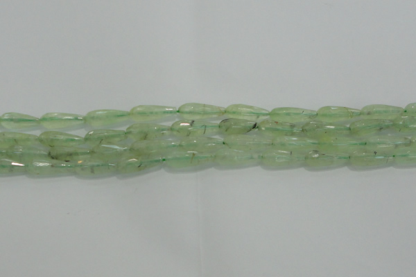 CTR72 15.5 inches 6*16mm faceted teardrop green rutilated quartz beads