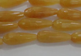 CTR75 15.5 inches 6*16mm faceted teardrop yellow jade beads