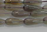 CTR79 15.5 inches 6*16mm faceted teardrop grey agate beads