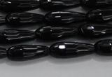 CTR82 15.5 inches 6*16mm faceted teardrop black agate beads